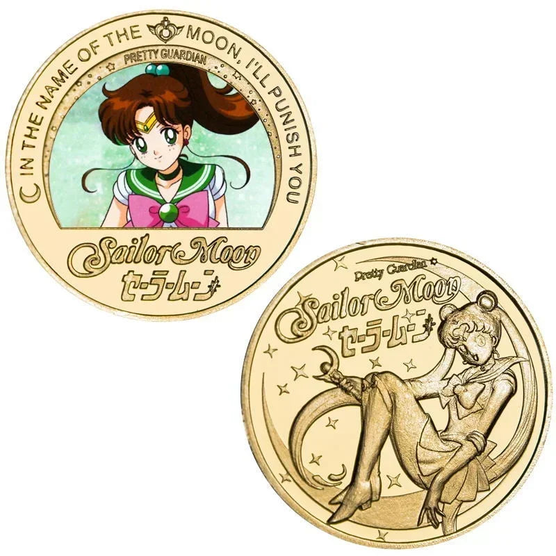 Bandai Sailor Anime Moon Usagi Tsukino Commemorative Coins Anime Peripheral Kawaii Cartoon Gold Lucky Coin Christmas Gift Toys