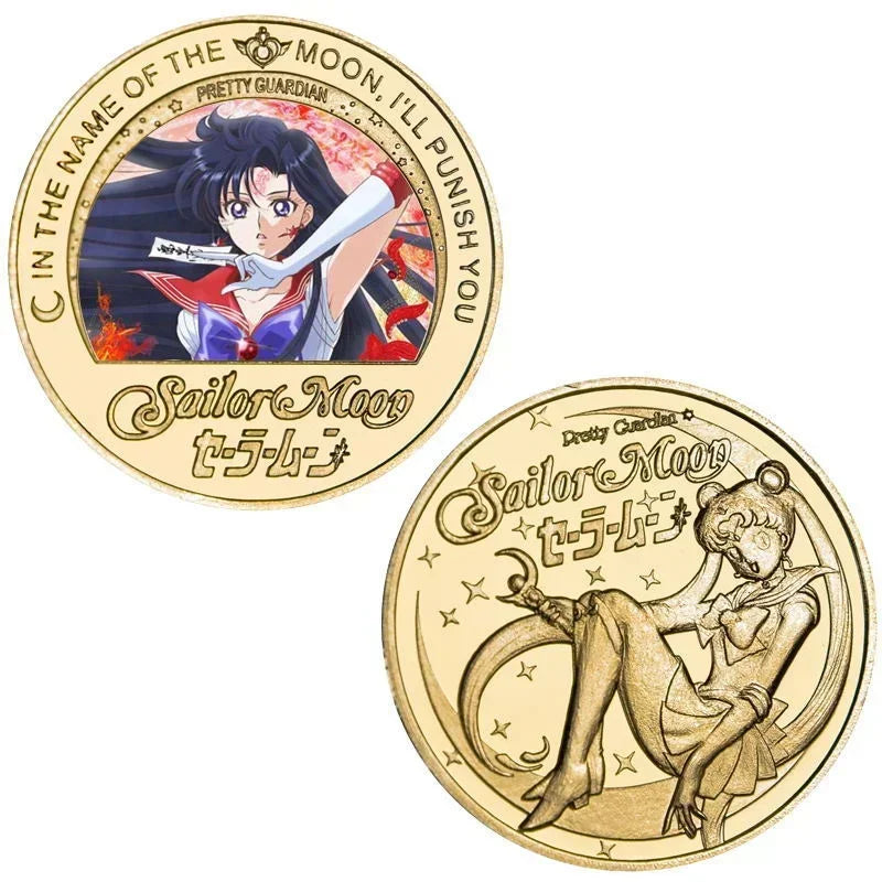 Bandai Sailor Anime Moon Usagi Tsukino Commemorative Coins Anime Peripheral Kawaii Cartoon Gold Lucky Coin Christmas Gift Toys