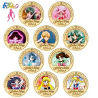 Bandai Sailor Anime Moon Usagi Tsukino Commemorative Coins Anime Peripheral Kawaii Cartoon Gold Lucky Coin Christmas Gift Toys