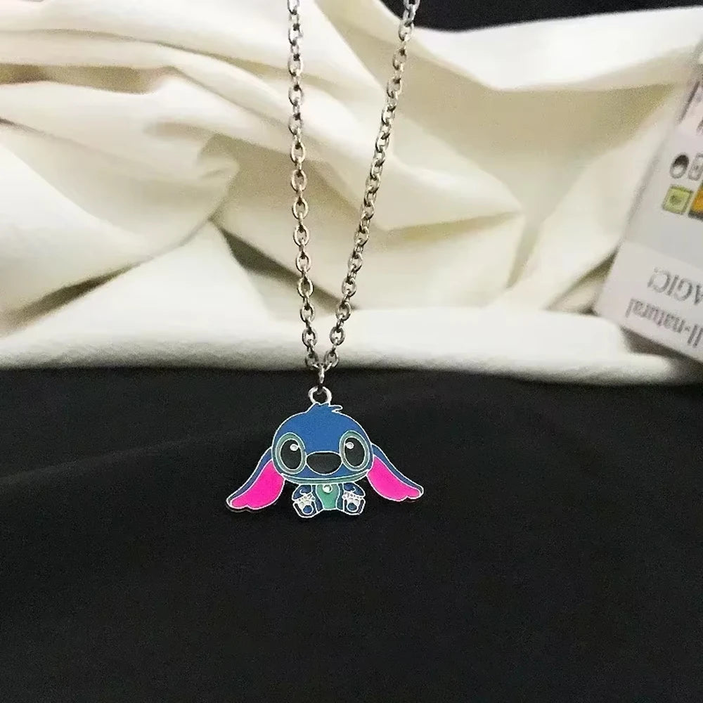 Fashion Cartoon Cute Big Ear Stitch Couple Necklace Personalized Hip Hop Pendant Sweater Chain
