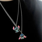 Fashion Cartoon Cute Big Ear Stitch Couple Necklace Personalized Hip Hop Pendant Sweater Chain