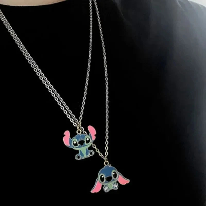 Fashion Cartoon Cute Big Ear Stitch Couple Necklace Personalized Hip Hop Pendant Sweater Chain