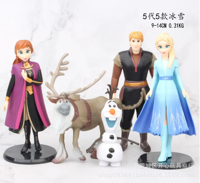 Disney Anime Frozen 2 Snow Queen Elsa Anna Pvc Action Figure Olaf Kristoff Sven Dolls Figurines Kids Cartoon Toy Children Gifts