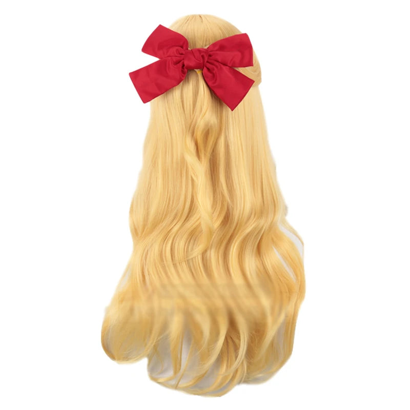 Sailor Venus Cosplay Wigs Sailor Minako Aino Long Blonde Loose Wave Heat Resistant Synthetic Hair Wigs + a wig cap