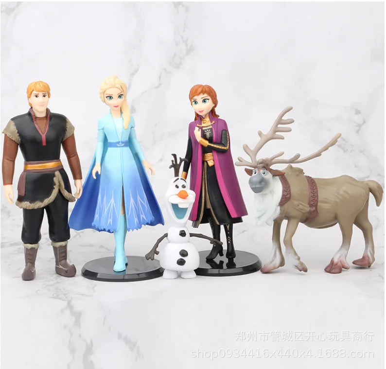 Disney Anime Frozen 2 Snow Queen Elsa Anna Pvc Action Figure Olaf Kristoff Sven Dolls Figurines Kids Cartoon Toy Children Gifts