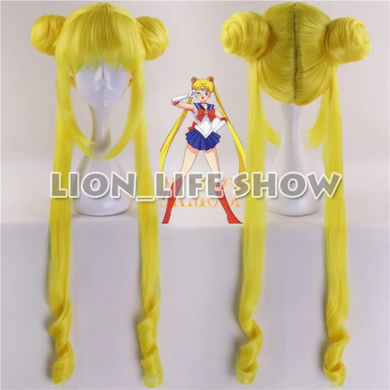 Tsuking Usagi Crystal New Queen Serenity Princess Serenity Tsuking Usagi super Sailor Gold headwear lemon yellow cosplay wig