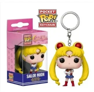 FUNKO POP Japanese Anime Sailor Moon & Sailor Chibi Moon Pocket Keychain Toy Action Figure Collectible Toys for Children Gift