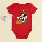 Christmas Newborn Baby Red Romper 100% Cotton Baby Mickey Print Infant Outfit Baby Girls Boys Bodysuit Disney Clothes Xmas Gift