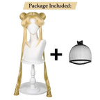HN8 Sailor Moon Tsukino Usagi Long Curly Blonde Ponytails Wig with 2 Pongtails with Wig Cap for Halloween Costume Party8…Gf