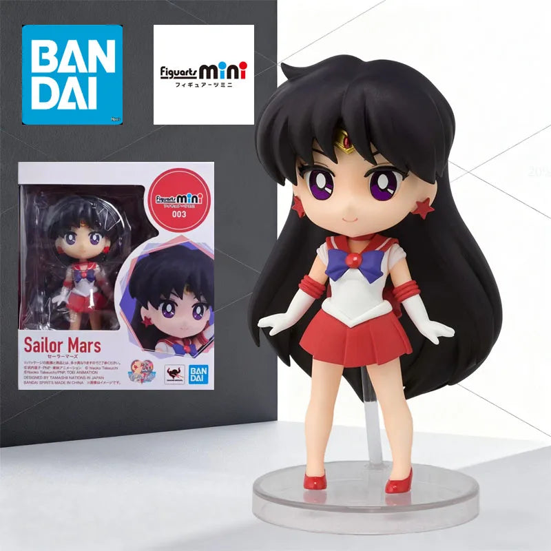 BANDAI Original MODEL KIT Figuarts Mini Sailor Moon Sailor Chibi Tsukino Usagi Hino Rei Anime Figure Model for Boys 100mm