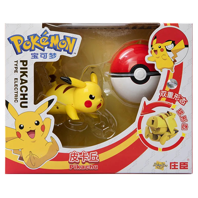 Genuine Pokemon Anime Figure Pikachu Gengar Charizard Gyarados Mew Dragonite Doll Model Children's Transformation Toy Gift Set