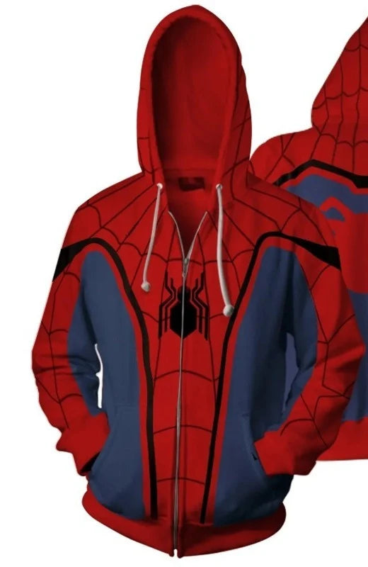 Marvel Spiderman Male Student New Cartoon Creative Anime Fashion Trend Cool Casual Comfortable Hooded Top Jacket Sweatshirt