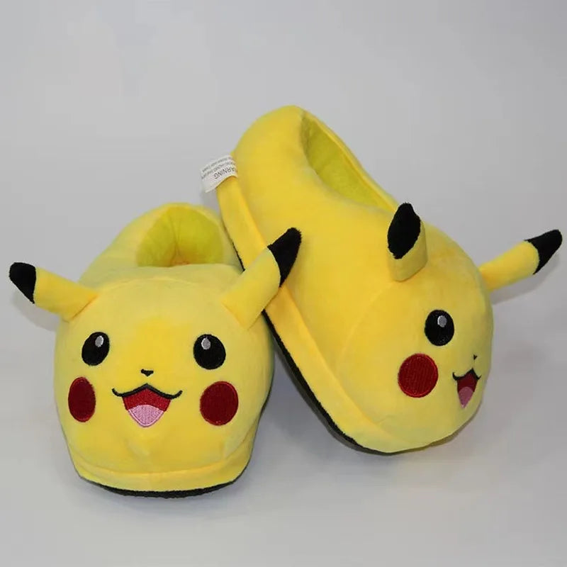 2022 New Animation Pokemon Pikachu Kawaii Winter Home Warm Cotton Slippers Lovely Indoor Plush  Shoes Parent-Child Styles Gift