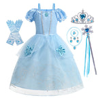 Girl Cinderella Dress Up Floral Children Party Princess Costume Kids Halloween Carnival Outfit Kids Clothes