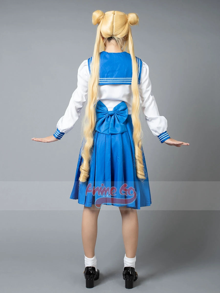Anime Sailor Crystal Tsukino Usagi Cosplay Costume Women School JK Uniform