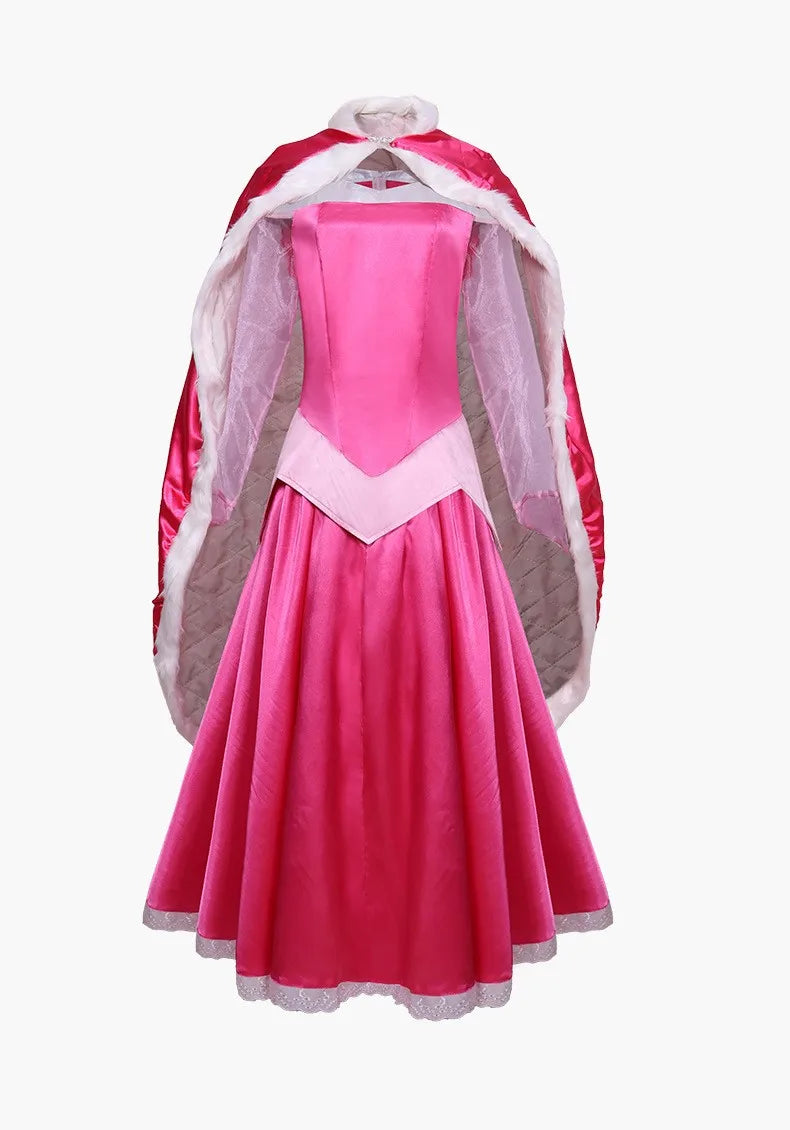 Anime Sleeping beauty Cosplay Costume Cloak Dress Princess Aurora pink dress Stage Performance Disguise Wear Fancy Role Playing