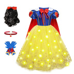 Snow White Costume for Girls Short Sleeve Dress with Cape Tulle Dress Princess Birthday Party Gown