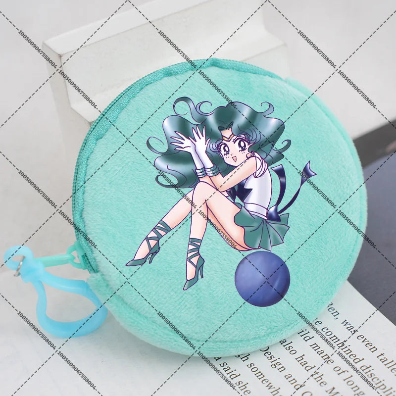 Sailors Moon Zipper Purses Small Bags Portable Coin Pouch Anime Children Round Wallet Cartoon Mini Storage Keychain Bag Kid Gift