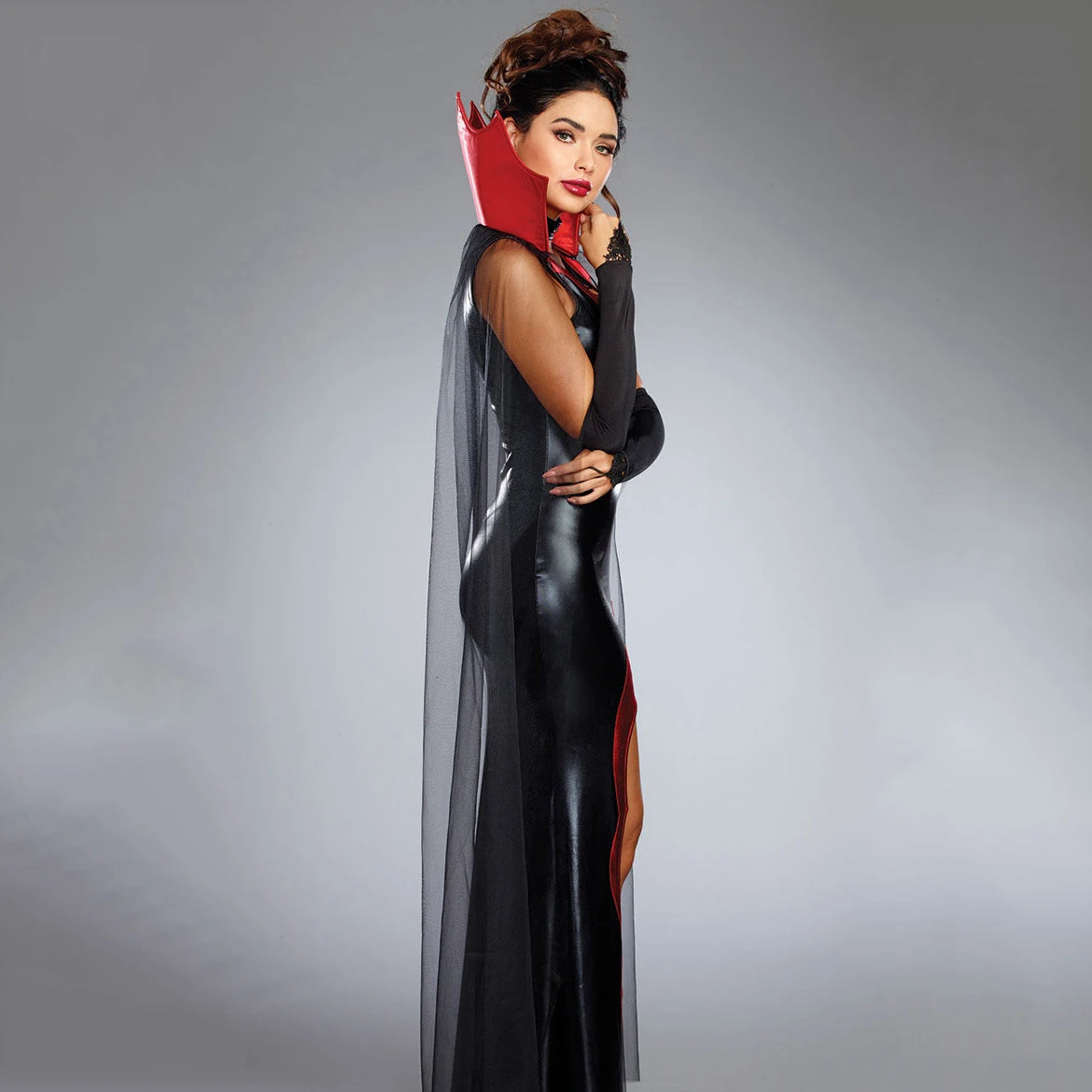 Cosplay Witch Dress Cloak Women Patent Leather Prom Magic Vampire Female Costumes Role Playing Halloween Costume