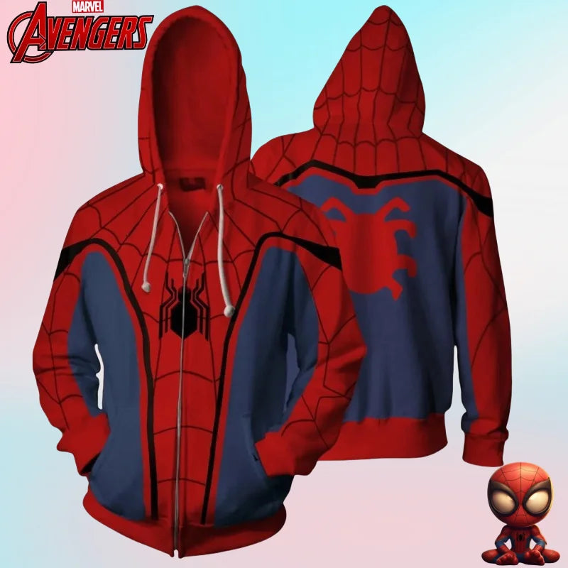 Marvel Spiderman Male Student New Cartoon Creative Anime Fashion Trend Cool Casual Comfortable Hooded Top Jacket Sweatshirt