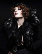 Witch's genuine feather shawl cloak with lace collar, suitable for all kinds of festival activities, witch costume.