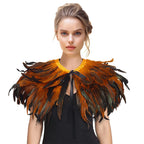 Witch's genuine feather shawl cloak with lace collar, suitable for all kinds of festival activities, witch costume.