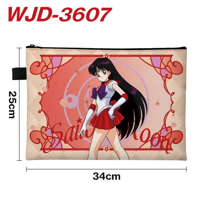 Sailor Moon File Bag - Cartoon and Anime Full-Color Document Bag, Zippered Test Paper Stationery Storage Bag