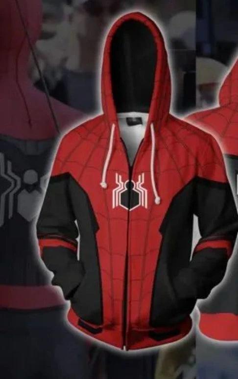 Marvel Spiderman Male Student New Cartoon Creative Anime Fashion Trend Cool Casual Comfortable Hooded Top Jacket Sweatshirt