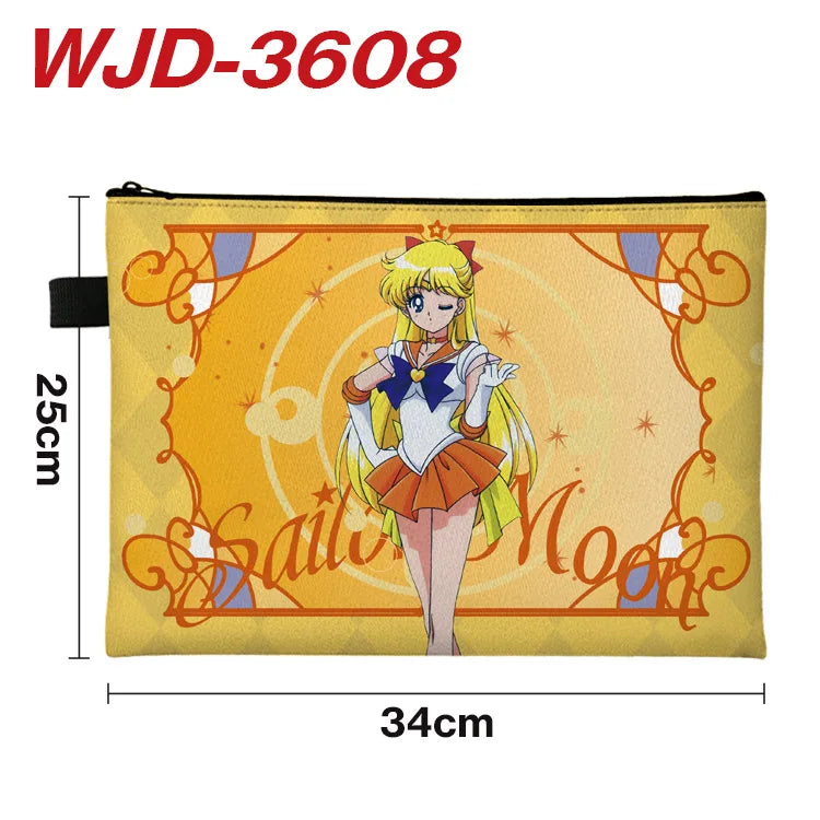 Sailor Moon File Bag - Cartoon and Anime Full-Color Document Bag, Zippered Test Paper Stationery Storage Bag