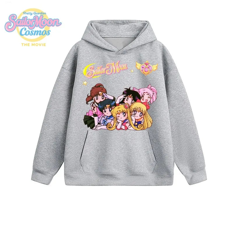 SAILOR MOON Japanese Anime Cute Character Print Collaboration Long Sleeved Sweatshirt for Men and Women Loose Autumn and Winter