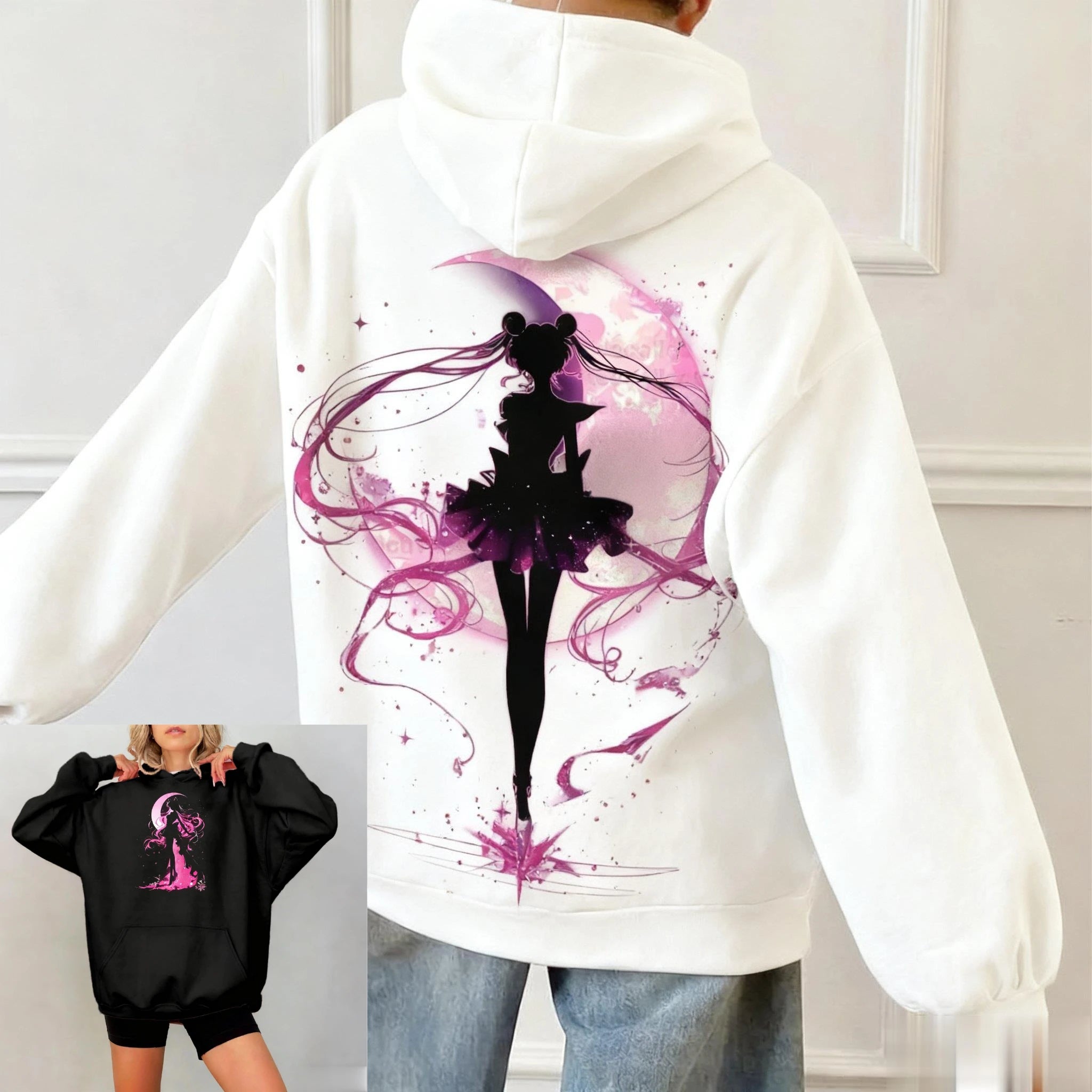 Sailor Moon Anime Women Men Hoodie Oversized Casual Streetwear Kawaii Print Pullover Sweatshirt Spring Autumn Trendy Y2k Unisex