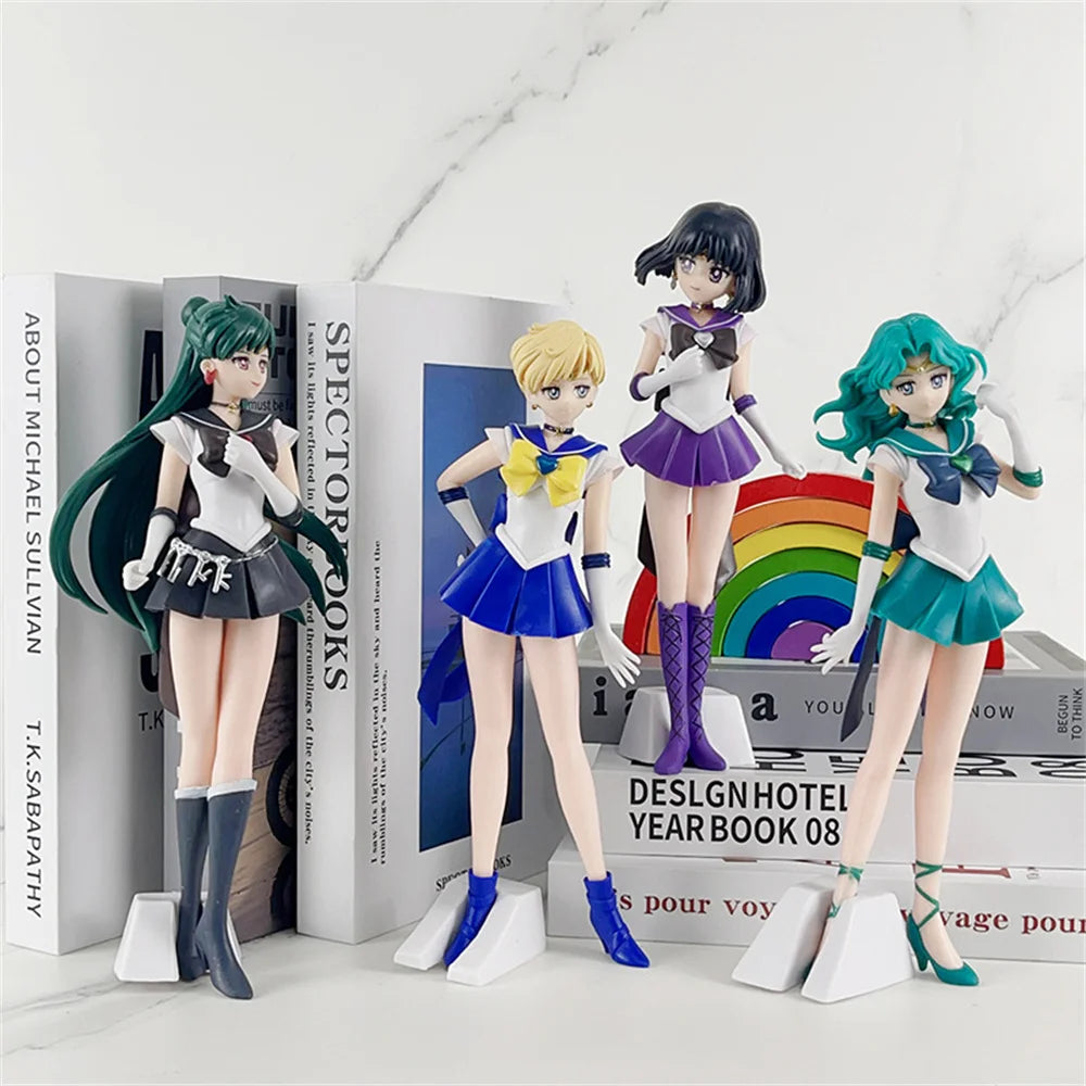 23cm Sailor Moon Anime Figure Sailor Mars Mercury Jupiter Venus Saturn Action Figurine Model Kids Collectible Toys Birthday Gift