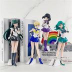 23cm Sailor Moon Anime Figure Sailor Mars Mercury Jupiter Venus Saturn Action Figurine Model Kids Collectible Toys Birthday Gift