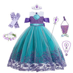 Cute Girl Princess Little Mermaid Ariel Dress Kids Cosplay Costume Children Halloween Birthday Party Clothes Summer Dress Girl