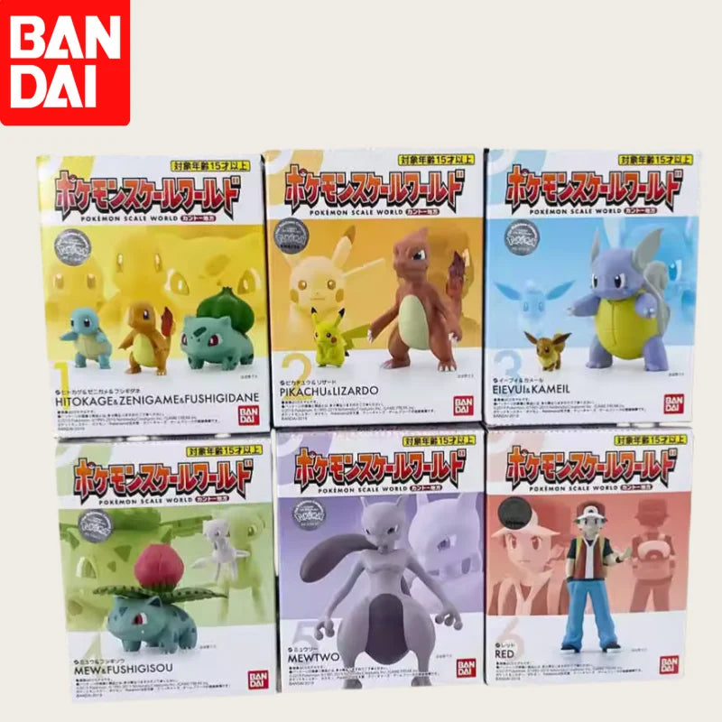 Original Bandai Pokemon Scale World Jotoh Region Lyra & Bayleef & Natu & Smoochum In Stock Anime Action Collection