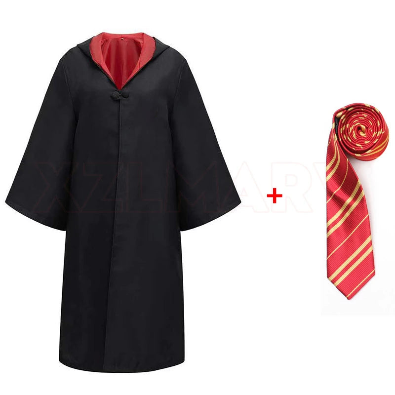 Adult Girls Hogwarts Cosplay Magic School Robes Cloak Slytherin Halloween Cape Boys Costume Women Men Uniform Scarf Tie Gifts