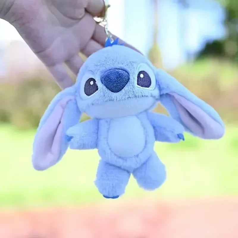 Cartoon Stitch/Angel Plush Keychain Soft Toy Cute Stuffed Animal Pendant Gift Doll Charm Kids Birthday Present Disney