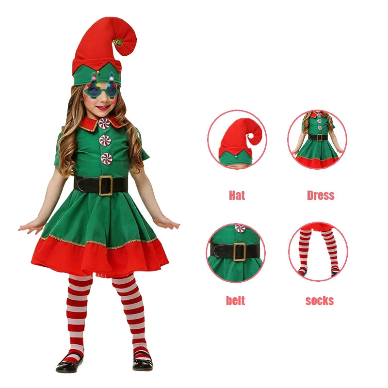 Christmas Kids Clothes Girl's Cosplay Dress Boys and Girls Carnival Party Clothes Children's New Year Costume Xmas Suit Gift