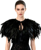 Witch's genuine feather shawl cloak with lace collar, suitable for all kinds of festival activities, witch costume.
