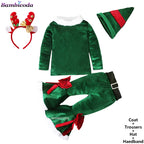 2025 Christmas Santa Claus Outfit Newborn Clothing Sets Winter Fleece Tops+Pants+Hats Baby Girls Clothes Costume Xmas