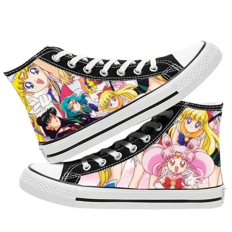 Sailor Moon high-top two-dimensional student canvas shoes anime men and women cartoon fashion casual graffiti board shoes  gifts