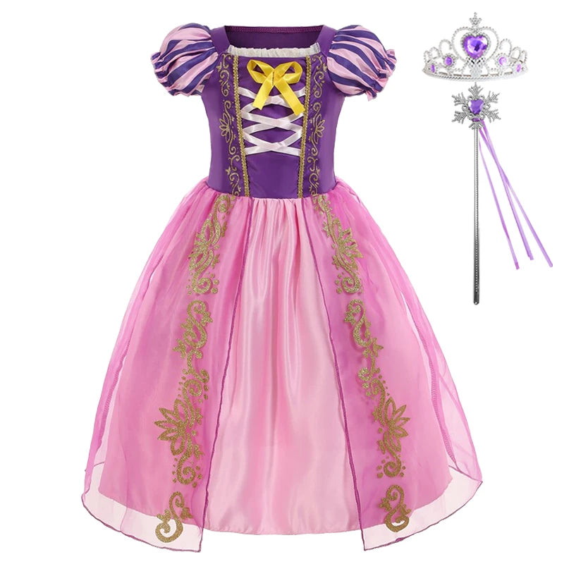 Rapunzel Dresses for Girls 2025 Cosplay Kids Dress Up Fantasy Children Birthday Party Princess Costume Kids Clothes