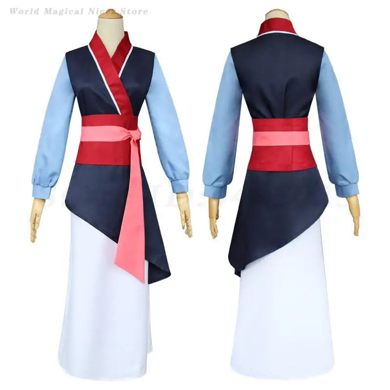 Ancient Mulan Cosplay Costume Womens Hanfu Princess Dress Halloween Carnival Party Warrior Clothes Chinese Heroine Dress Up 3XL