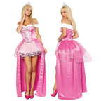 Princess peach Halloween Cinderella Costume Adult Women Skirt+Crown Princess Belle Costume Female Cosplay Fairy Tale Dress