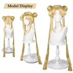HN8 Sailor Moon Tsukino Usagi Long Curly Blonde Ponytails Wig with 2 Pongtails with Wig Cap for Halloween Costume Party8…Gf
