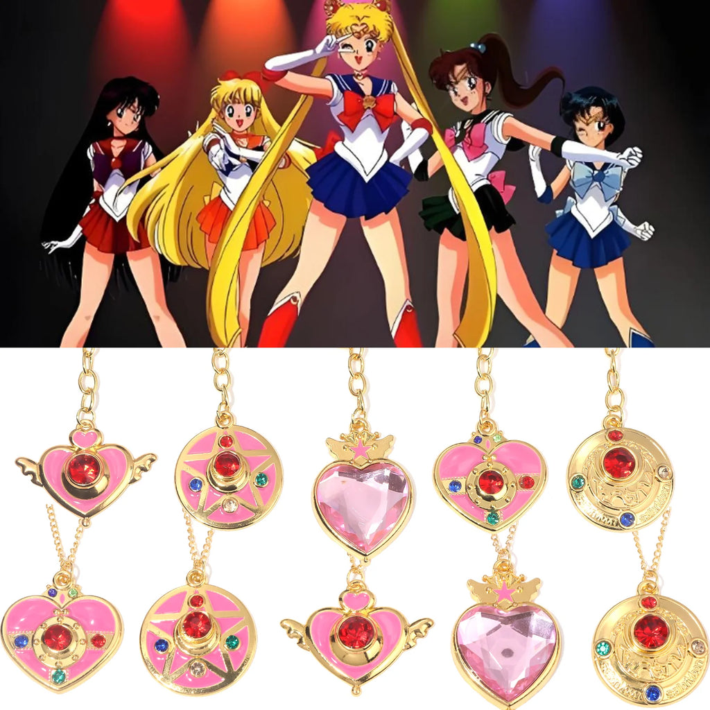 Anime Tsukino Usagi Little Rabbit Keychain Transformer Moon Messenger Mizuno Ami Hino Rei Role Playing Pendant Jewelry Necklace