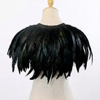 Witch's genuine feather shawl cloak with lace collar, suitable for all kinds of festival activities, witch costume.
