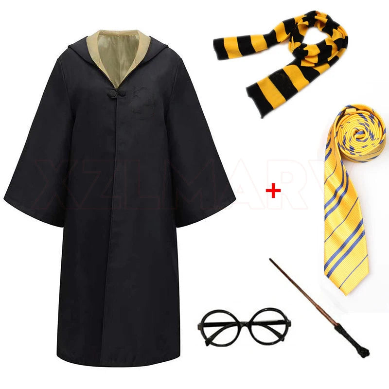 Adult Girls Hogwarts Cosplay Magic School Robes Cloak Slytherin Halloween Cape Boys Costume Women Men Uniform Scarf Tie Gifts
