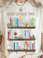 Disney Princess Bookshelf T-shirts for Men and Women - Fairy Tale Shirts From A Long Time Ago Comfortable Skin-friendly Cotton