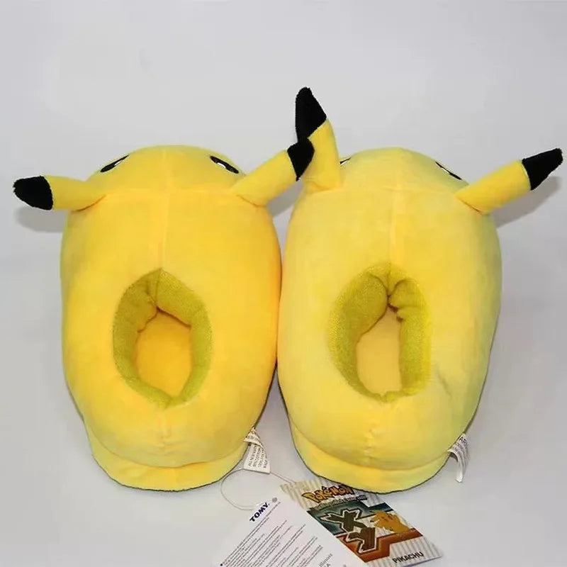 2022 New Animation Pokemon Pikachu Kawaii Winter Home Warm Cotton Slippers Lovely Indoor Plush  Shoes Parent-Child Styles Gift